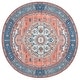 preview thumbnail 15 of 34, SAFAVIEH Arizona Willianne Machine Washable Slip Resistant Vintage Oriental Rug 6' Round - Rust/Navy - Round