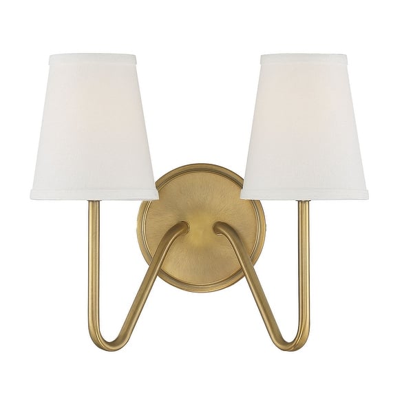 slide 2 of 12, Meridian M90055 2 Light 11" Tall Wall Sconce Natural Brass