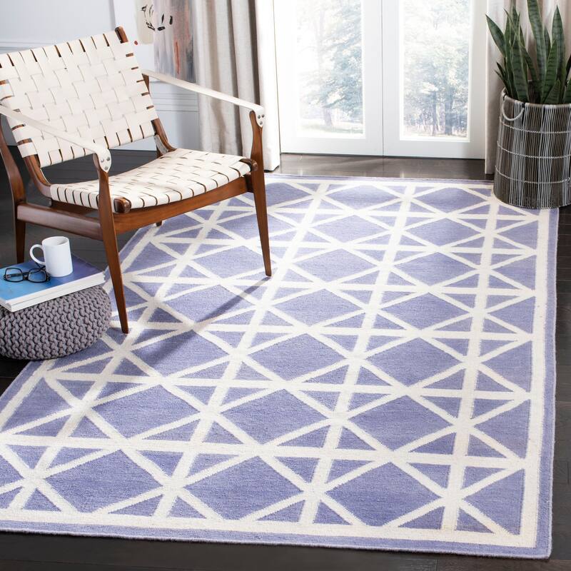 SAFAVIEH Handmade Flatweave Dhurries Vistina Modern Moroccan Wool Rug - 3' x 5' - Purple/Ivory