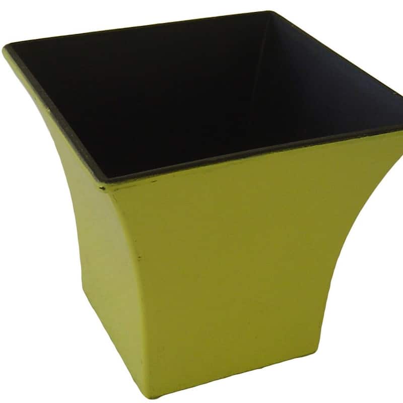HomeRoots 5" Yellow Recycled Plastic Indoor Outdoor Square Pot Planter