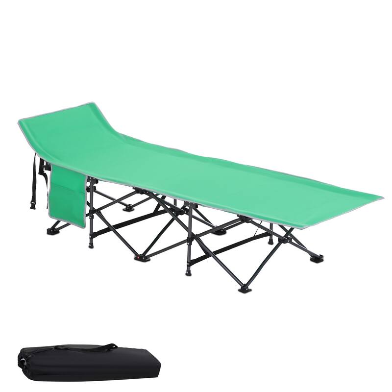 Outsunny Single Person Wide Folding Camping Cot Portable Outdoor Military Sleeping Bed, Green