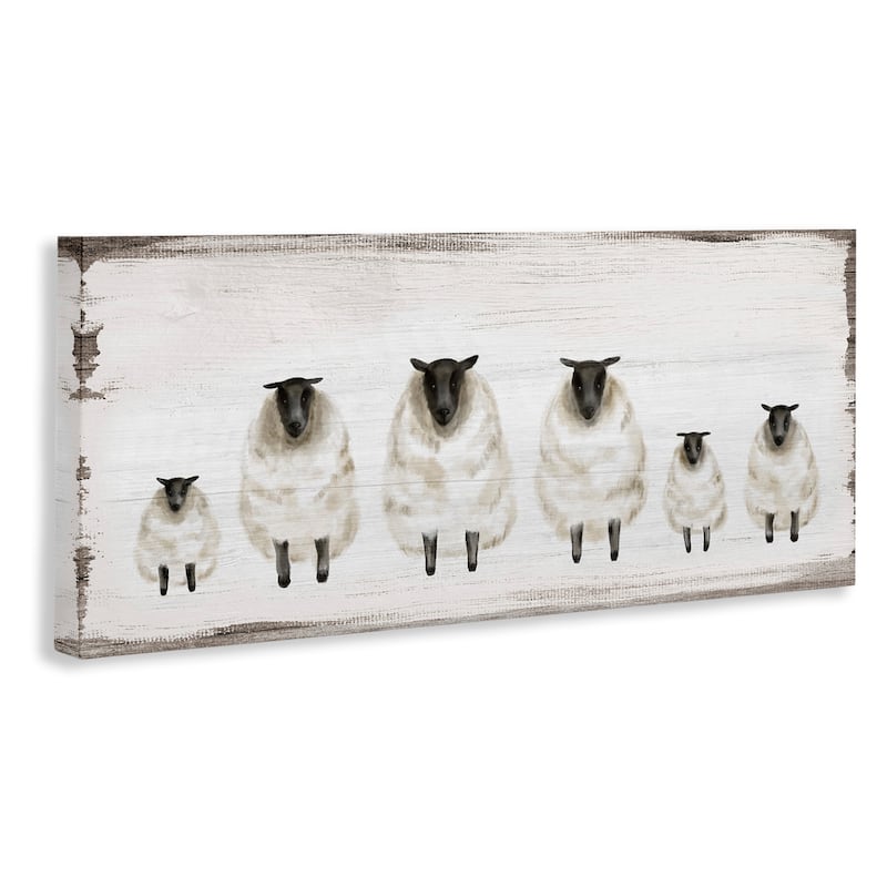 Stupell Fluffy Farm Sheep Herd Rustic Country Animals Canvas Wall Art