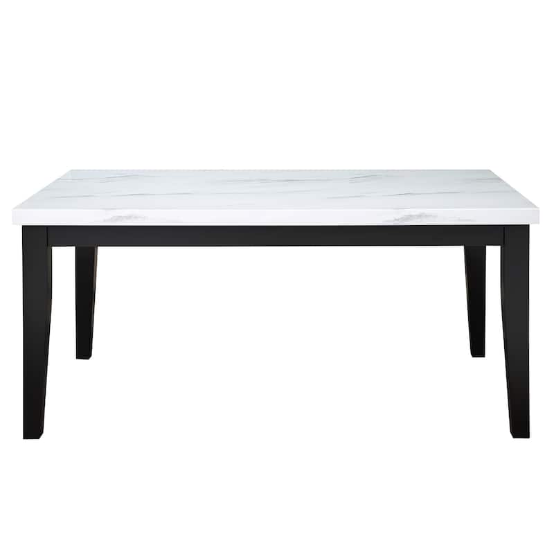 Steve Silver Santeri White Faux Marble and Cherry Dining Table