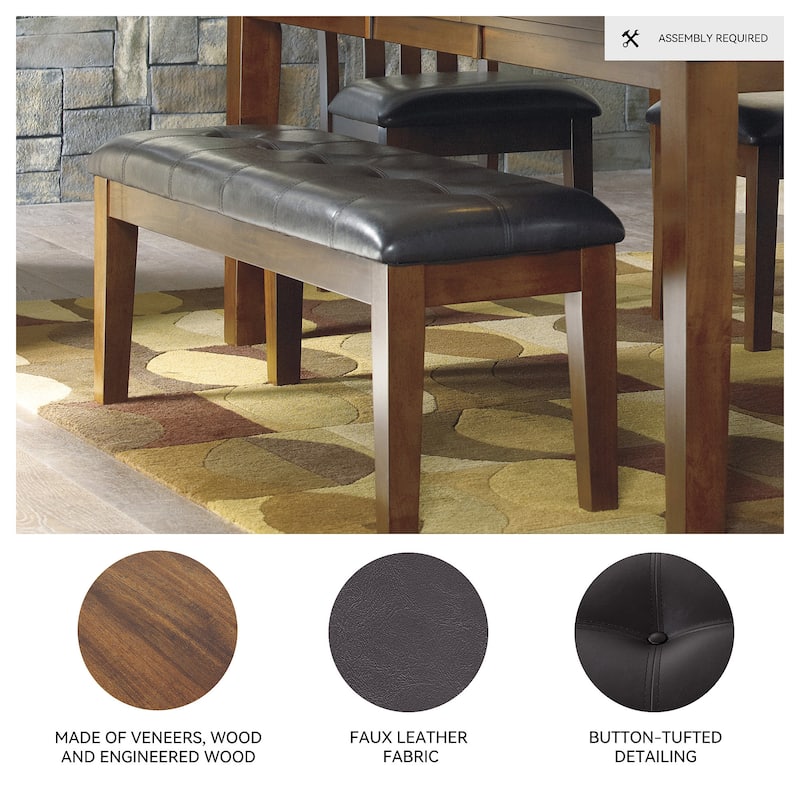 Signature Design by Ashley Ralene Brown Leatherette Dining Bench - 49.75" W x 16.25" D x 18.5" H