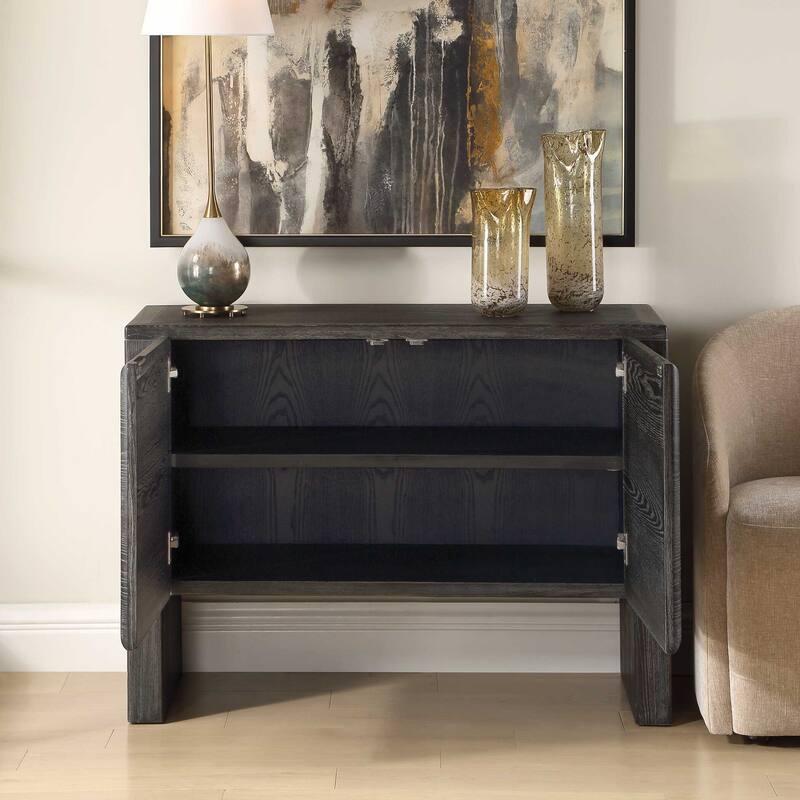 Uttermost Bierk Dark Stain 2 Door Cabinet - 43.63" W x 32.15" H x 17.25" D