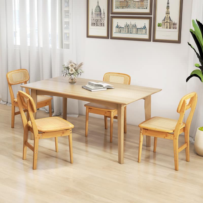 Gymax Rattan Dining Chairs Set of 2 Kitchen Dining Chairs w/ Simulated