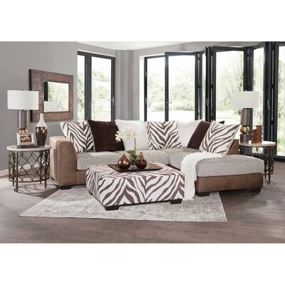 American Furniture Classics Model 8-08CTA-A413V2 Square Arm Series Brown and White Zebra Upholstered Ottoman