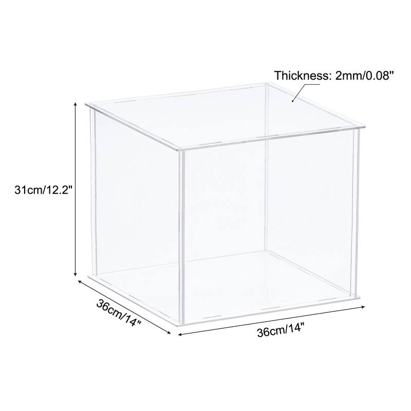 Display Case, Acrylic Box Assemble Dustproof Showcase for Collectibles - Clear - 13.7x13.7x11.8inch