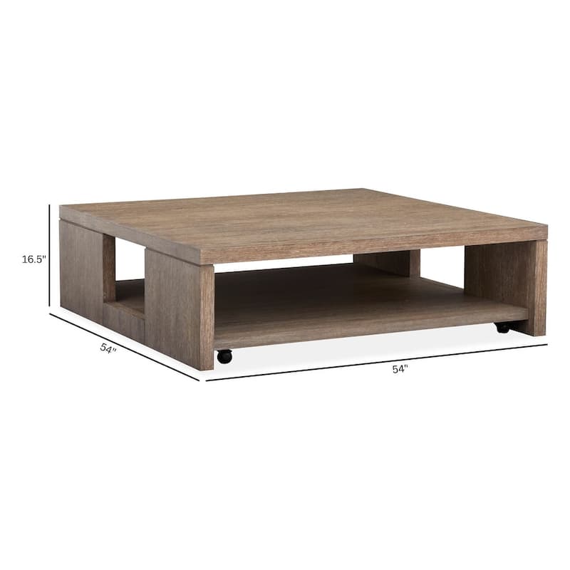 Magnussen Home Conway Spiced Brown Square Cocktail Table With Casters - 54''W x 54''D x 16.5''H