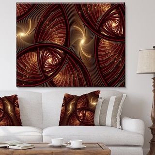 Designart "Brown Symmetrical Fractal Pattern" Floral Canvas Wall Art - Brown