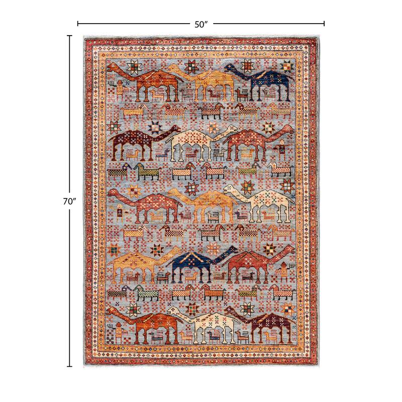 Serapi One-of-a-Kind Hand-Knotted Area Rug - Gray - 4' 2" x 5' 10"