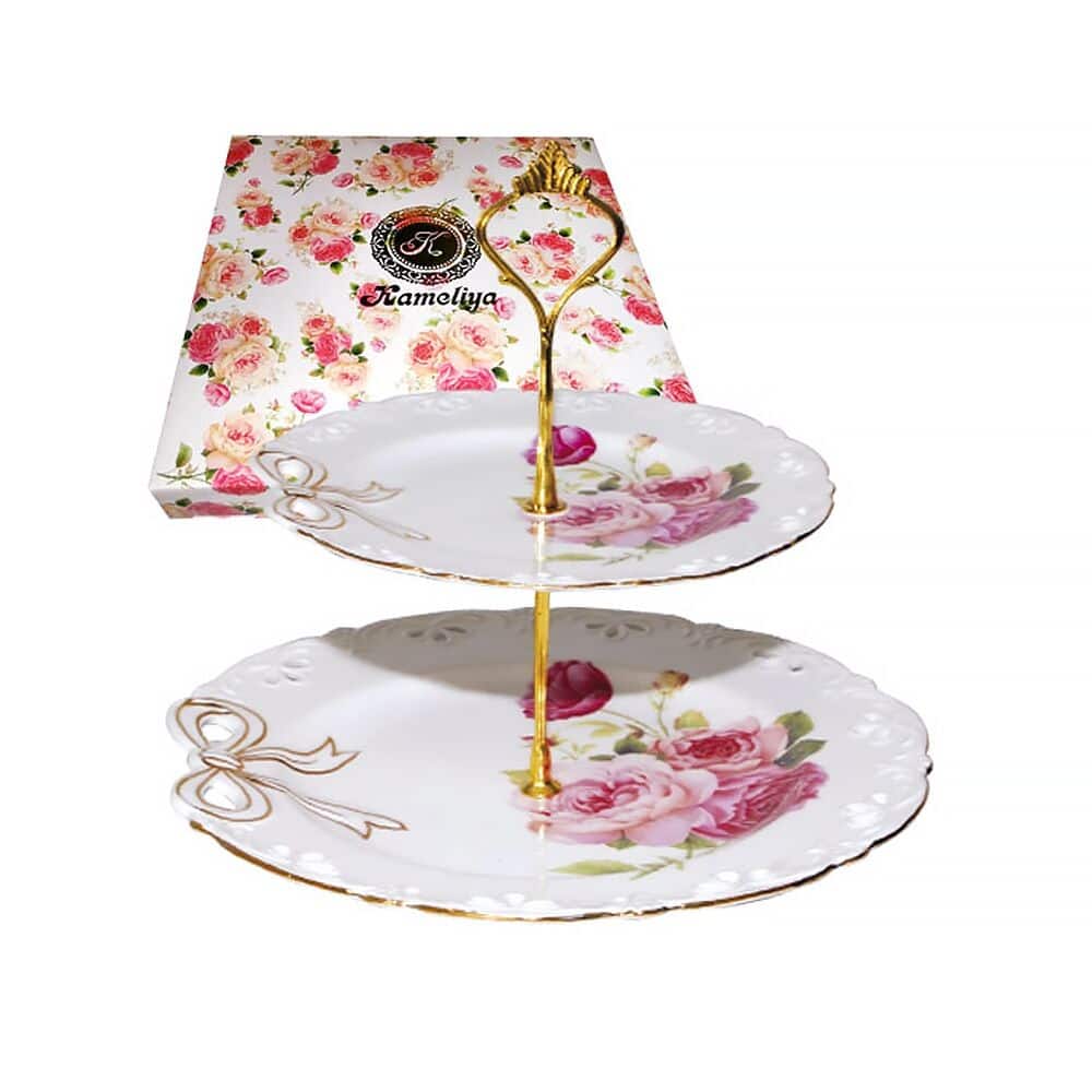 STP Goods Rose Blossom Bow 2-Tier Dessert Cake Stand - 8.4" x 9.1