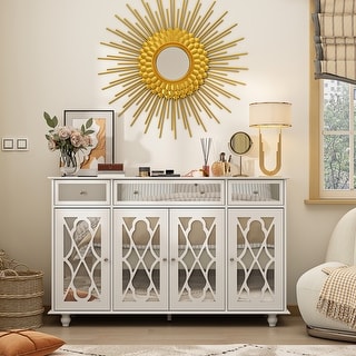 55.1" Accent Storage Cabinet Mirror Sideboard Buffet Cabinet Buffet