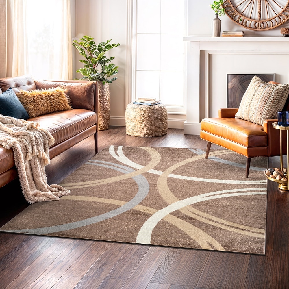 World Rug Gallery Contemporary Abstract Circles Design Area Rug