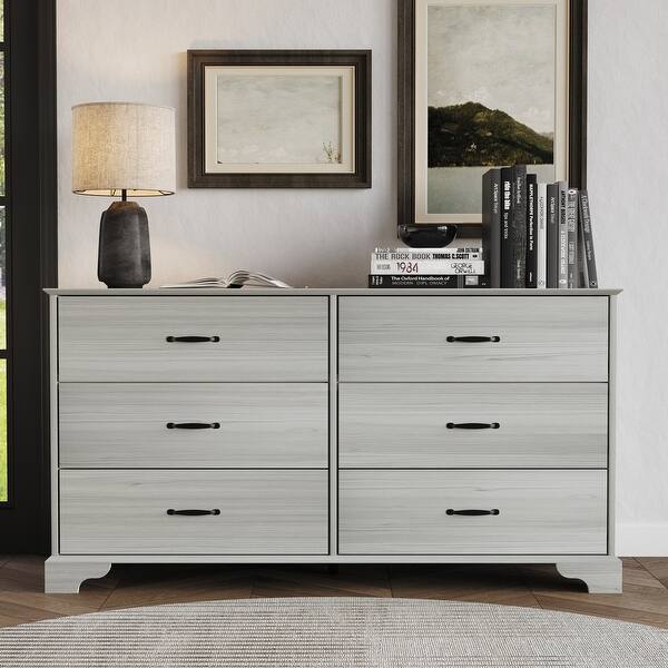 Clayfell Harley 6-Drawer Dresser, Modern Bedroom Storage Furniture, Light Gray Finish, Easy Assembly - On Sale - Bed Bath & Beyond