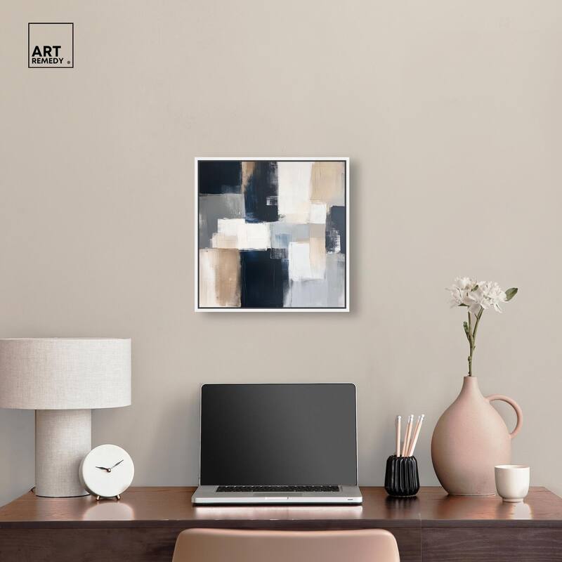 Blue and Tan Abstraction I Canvas by Art Remedy