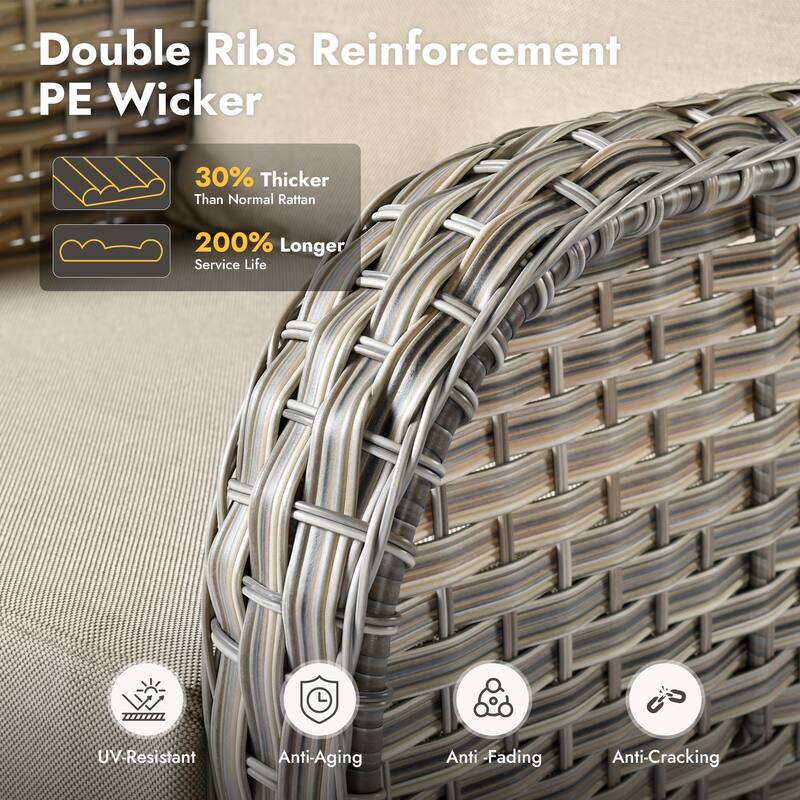 OVIOS 9 Pieces T shaped Seat Curved Swivel Chair Set With Fire Pit