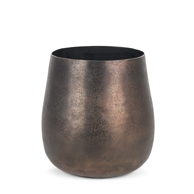 9" Antiqued Gold Aluminum Cylinder Table Vase - 8.50