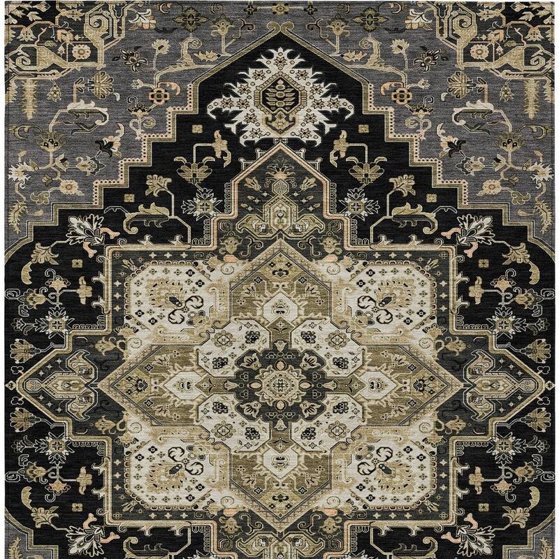 HomeRoots Oriental Traditional Rectangle Outdoor Rug