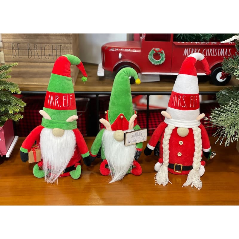 Rae Dunn CHRISTMAS Themed Gnomes - SET OF 3 - SANTA'S WORKSHOP