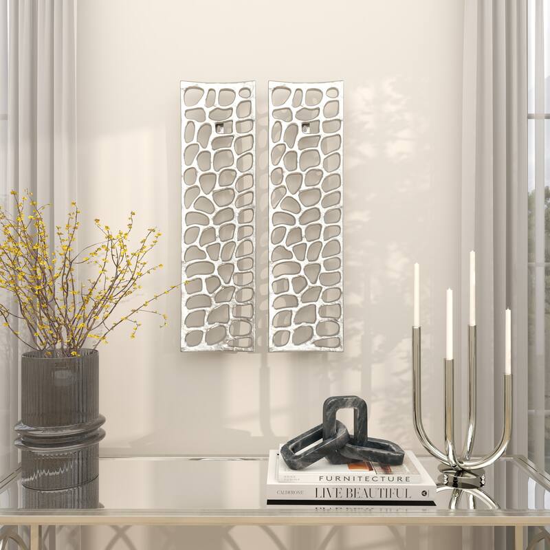 Silver Aluminum Metal Inspired Coral Wall Decor (Set of 2) - Silver or Gold
