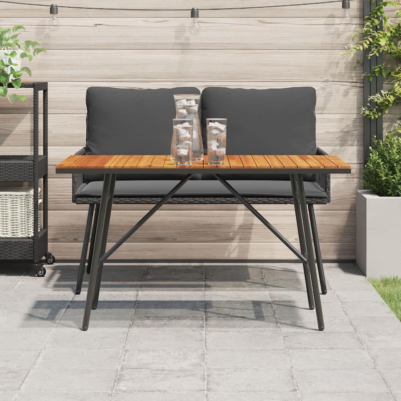 vidaXL Dining Table - Black, 43.3x21.7x24.4 in, Made from Solid Acacia Wood - 43.3 x 21.7 x 24.4 in