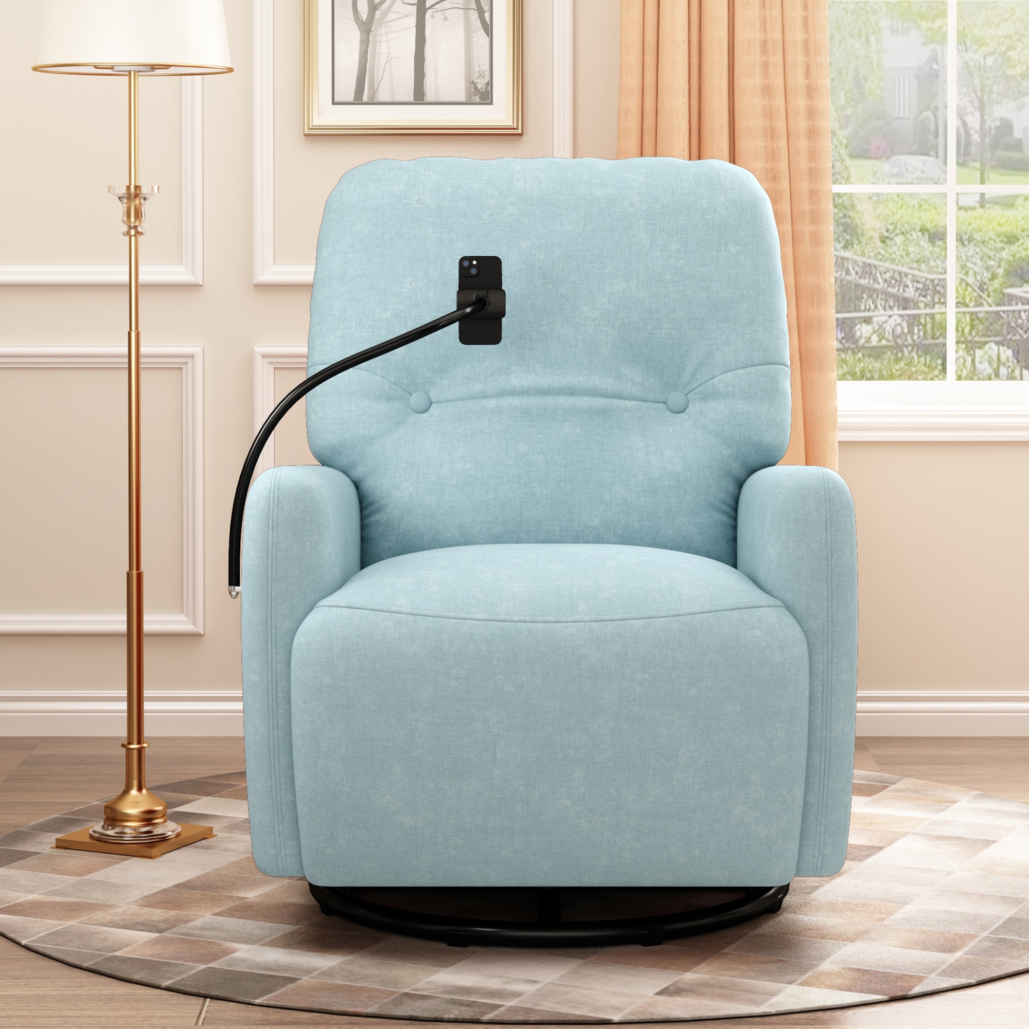 Teal swivel online recliner