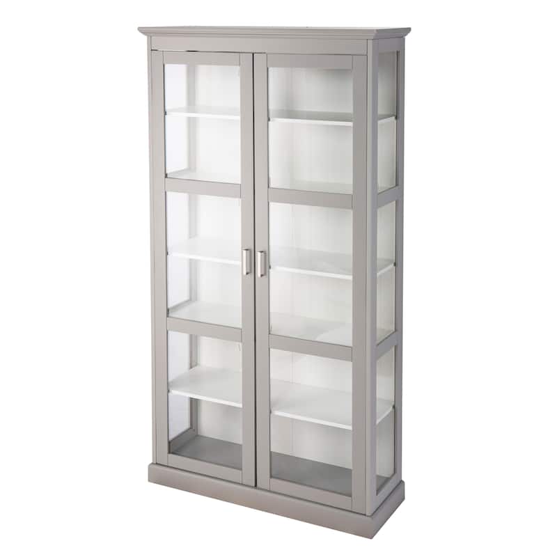 SEI Furniture Barhugh Transitional Gray Wood Curio Cabinet