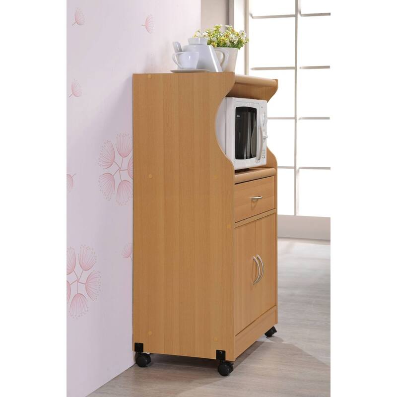 45" Beige Solid Microwave Kitchen Cart