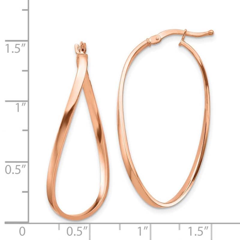 Curata 14k Rose White Gold Wavy Hoop Earrings - 38.1x21.58mm 2mm