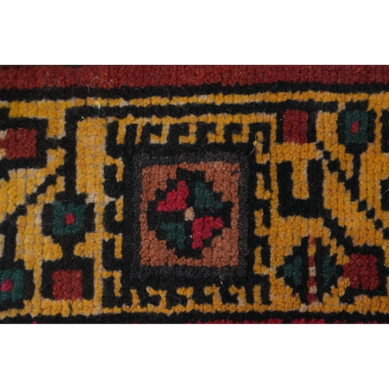 Hand Knotted Oriental 100% Wool Carpet Traditional Tribal Red Ardebil Runner Rug - 14' 7'' X 3' 6''