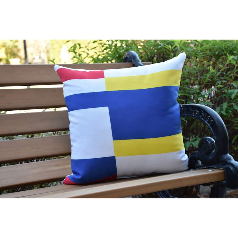 20 x 20 Inch Multi Abstract Geometric Print Outdoor Pillow