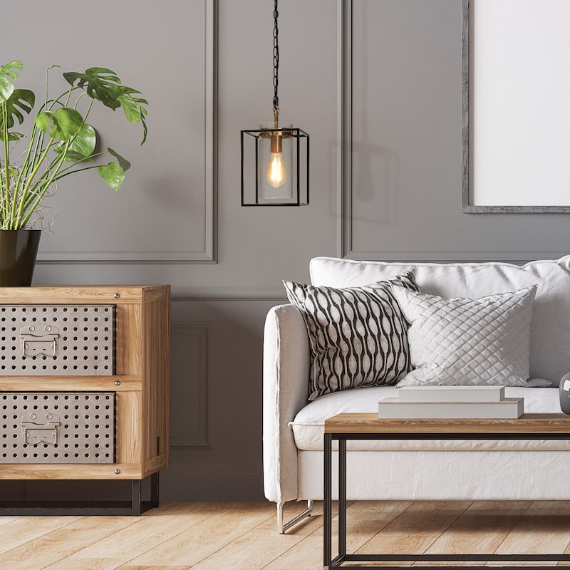 Modern Geometric 1-light Kirchen Island Pendant Lights with Seeded Glass Shade Dining Room - D 7.4'' x H 74.3"