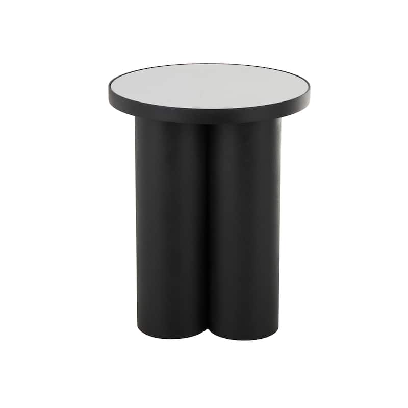 Metal Accent Table with White Marble Tabletop - Black - Roche River Decor - 16"W x 16"L x 20"H