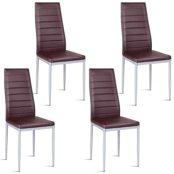 Costway Set Of 4 Pu Leather Dining Side Chairs Elegant Design Home On Sale Overstock 18242534 For example, a leather dining chair or two can look wonderful, but might be more suited to a more intimate dining space.