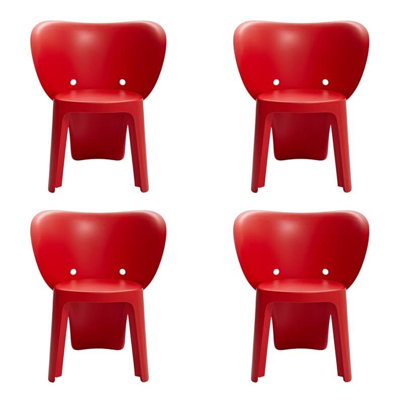 HomeRoots Set Of Four Red Heavy Duty Plastic Juvenile Chairs - 15.70 in. x 21.90 in. x 18.90 in.