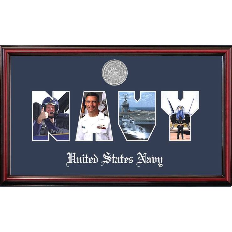 Patriot Frames Navy Collage Photo Petite Frame with Silver Medallion