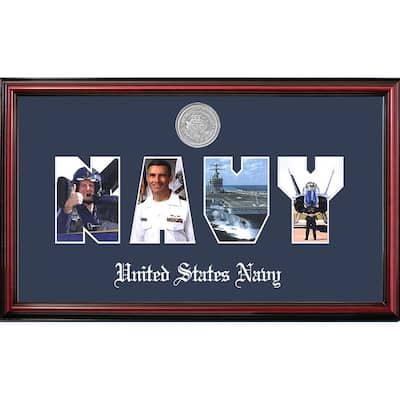 Patriot Frames Navy Collage Photo Petite Frame with Silver Medallion