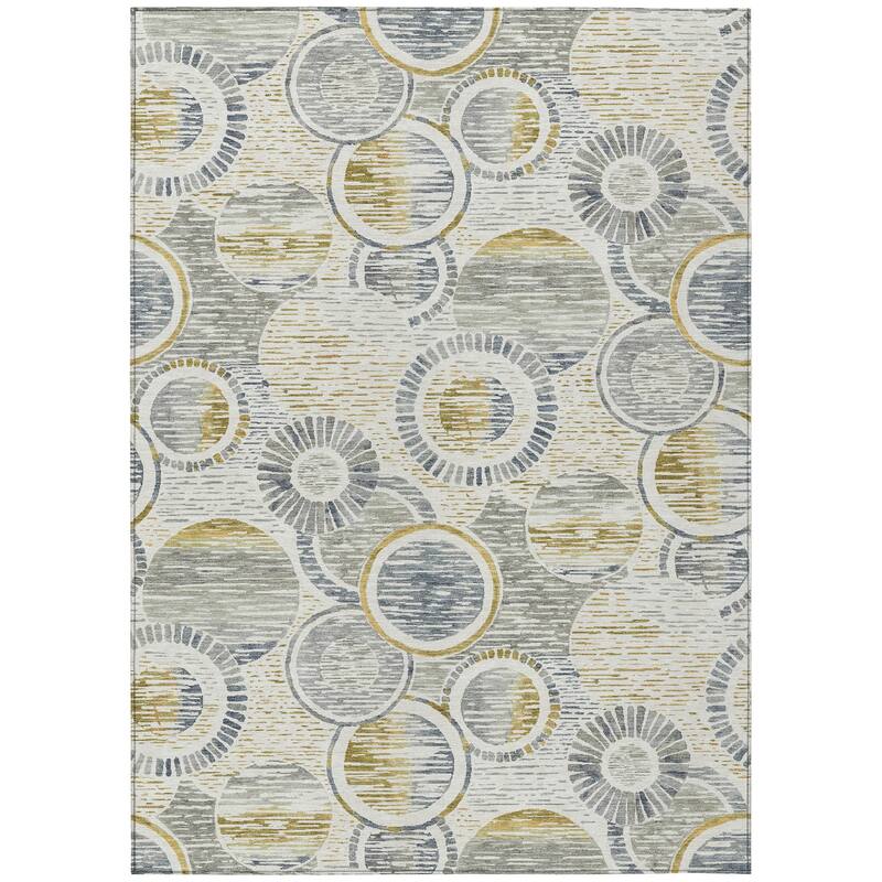Machine Washable Indoor/Outdoor Contemporary Wheels Chantille Rug