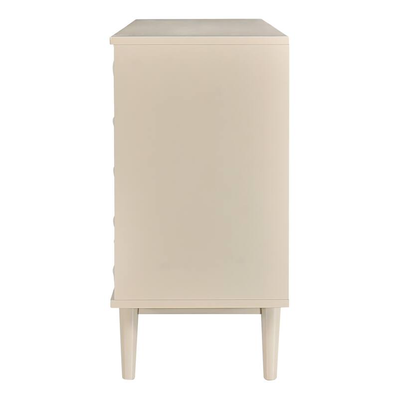Buffet Cabinet with 4 Convex Pattern Doors, Storage Cabinet with 2 Silver Handle, Sideboard Cabinet with Adjustable Shelves