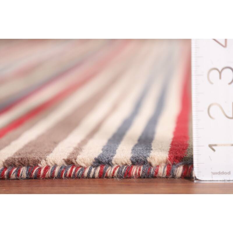 Multi-Color Striped Gabbeh Oriental Area Rug Handmade Wool Carpet - 5'1"x 8'4"