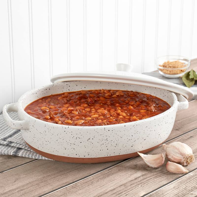 Denmark Tools for Cooks Speckled Stoneware 3.2Qt Oval Covered Casserole