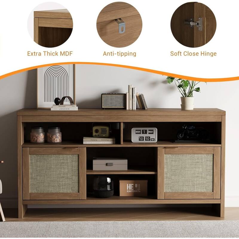 58" Boho TV Stand, Up to 65 in