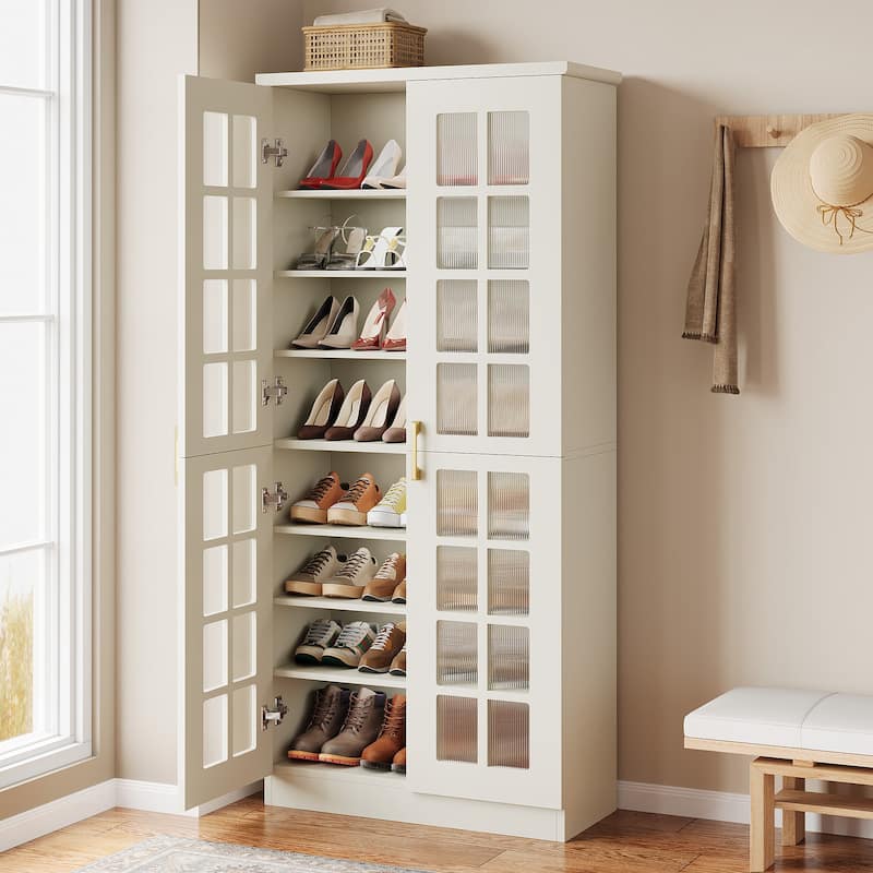 9-Tier Modern Shoe Storage Cabinet with Doors and Adjustable Shelves