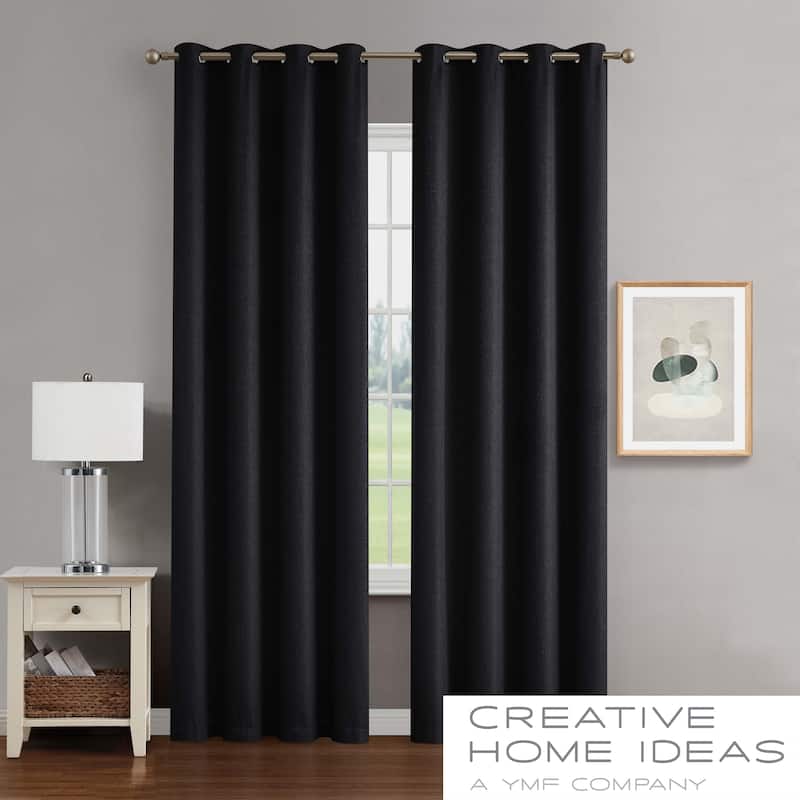 Creative Home Ideas Chyna Blackout Window Curtain, Room Darkening, Thermal Insulated, Grommets, Set of 2 Panels with 2 Tiebacks