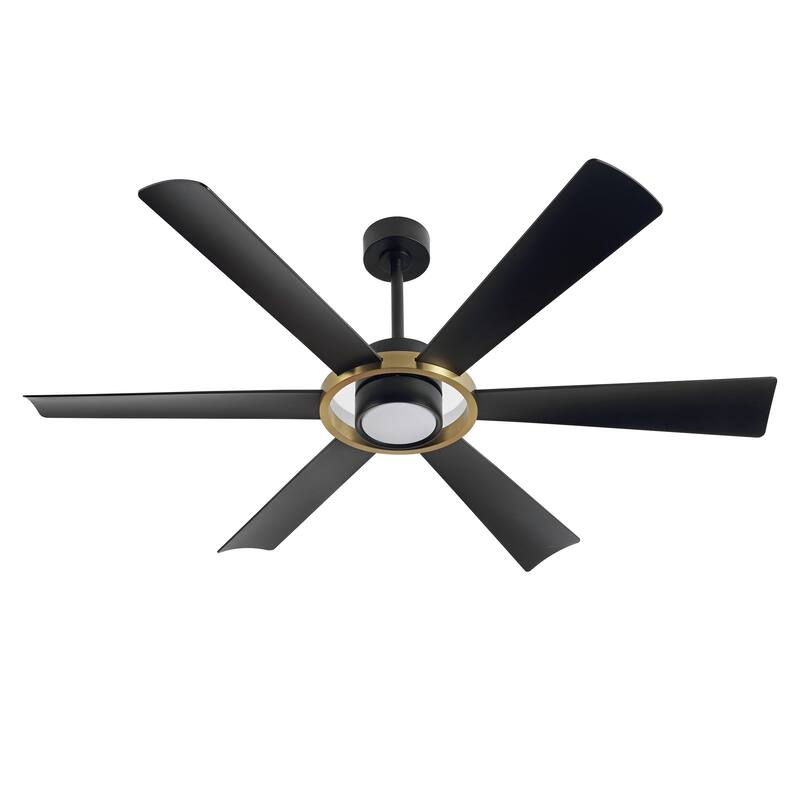 60" Large Modern 6-Blade Ceiling Fan with LED Light and Remote Control