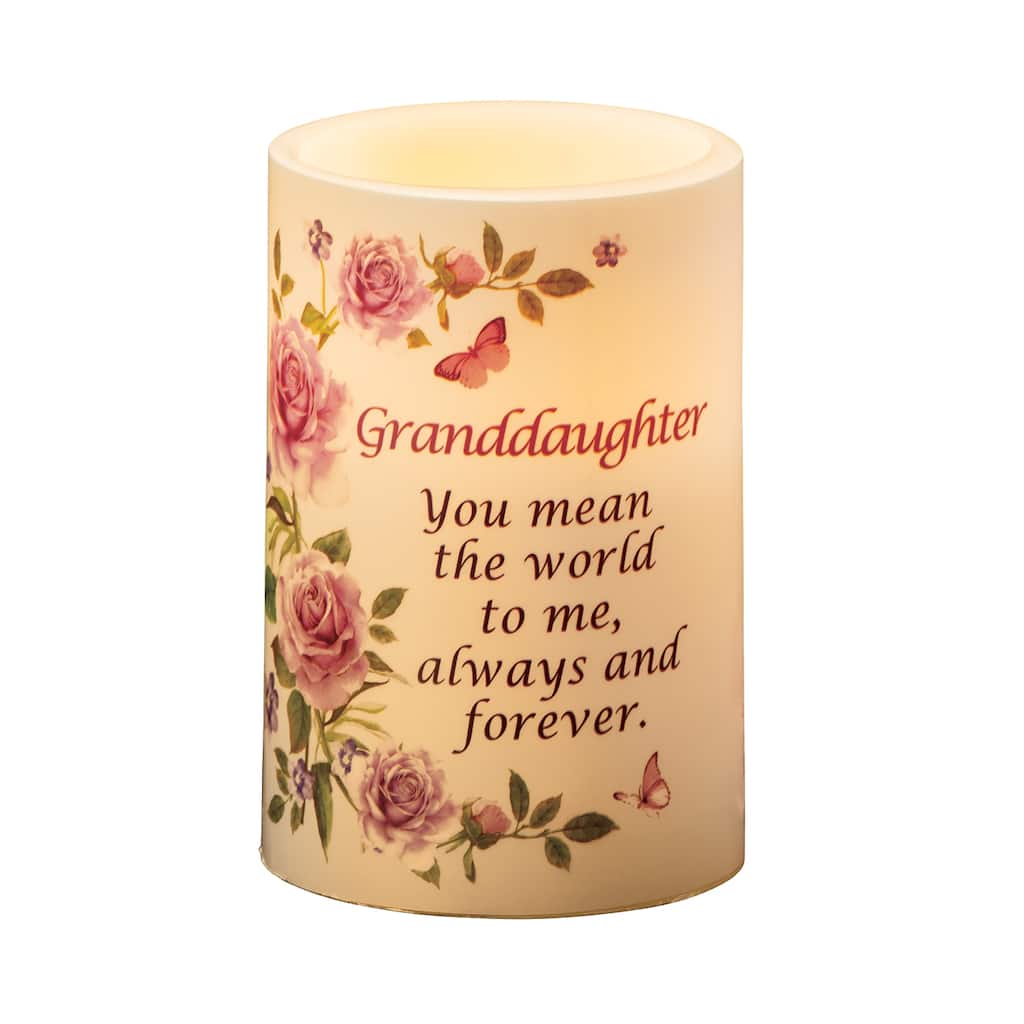LED Lighted Sentimental Granddaughter Flameless Battery-Operated Candle - 4 x 6 x 4