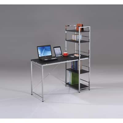 Elvis Black & Chrome Finish Writing Desk W/Shelves
