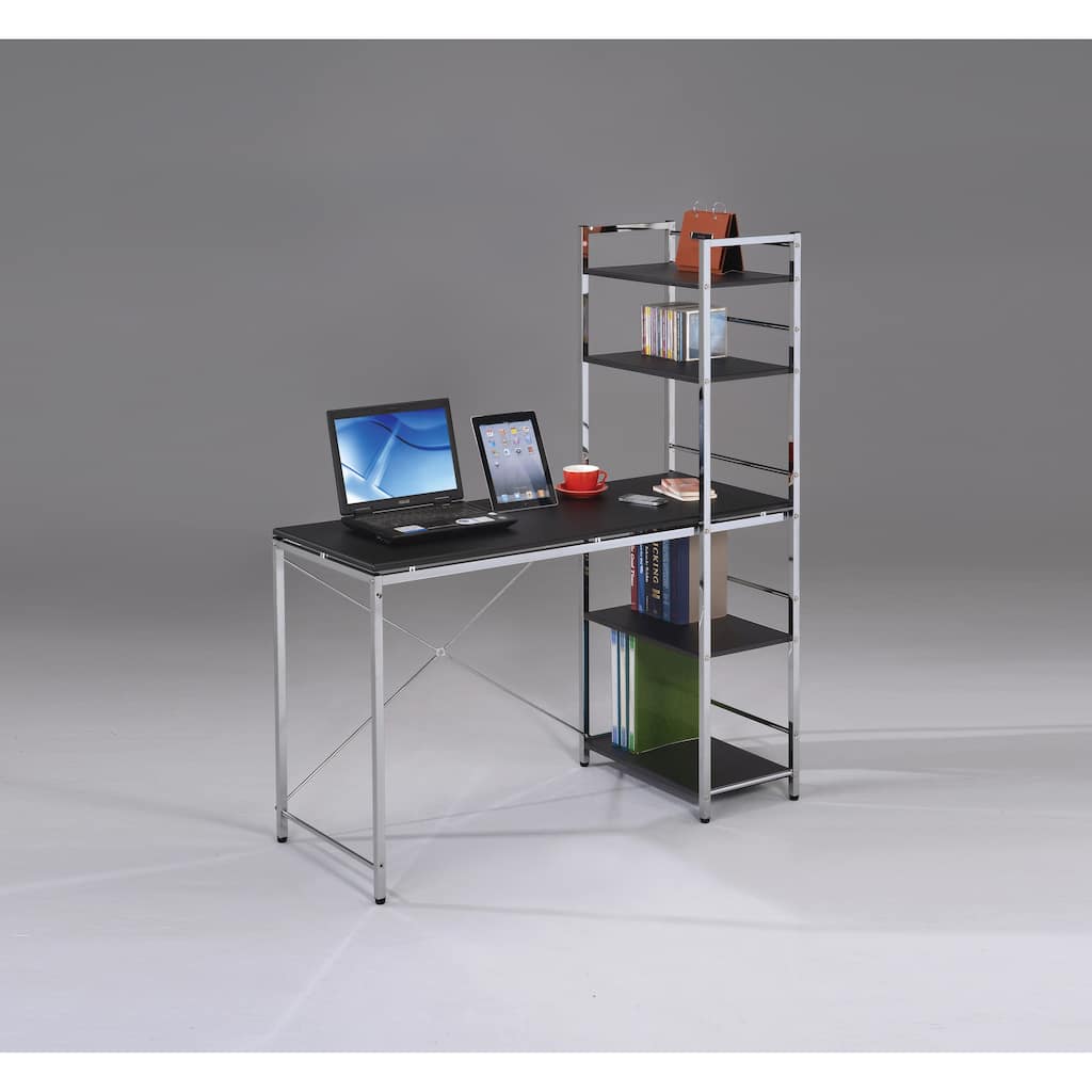 Modern Industrial Writing Desk with Shelves for Efficient Workspace