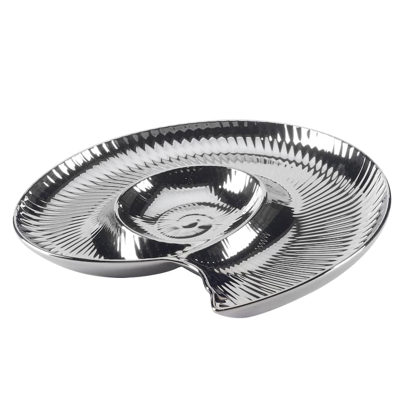 Certified International Silver Coast 3-D Nautilus Chip & Dip - 14.25" x 12.25" x 1.375"